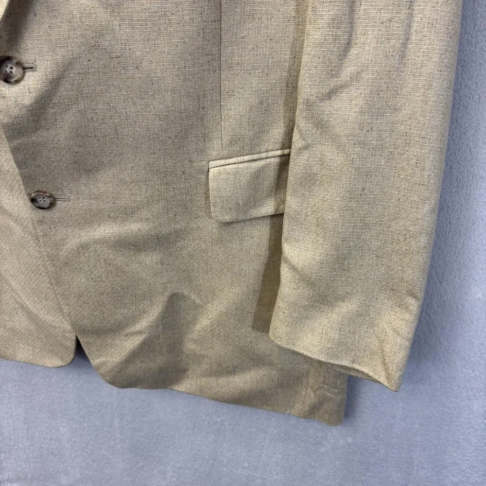 Jos. A. Bank 100% Silk Blazer Jacket Mens 46L Tan Coastal Summer Wedding